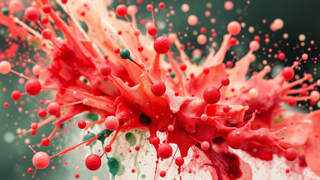 Dynamic Red and Green Paint Splash Abstract