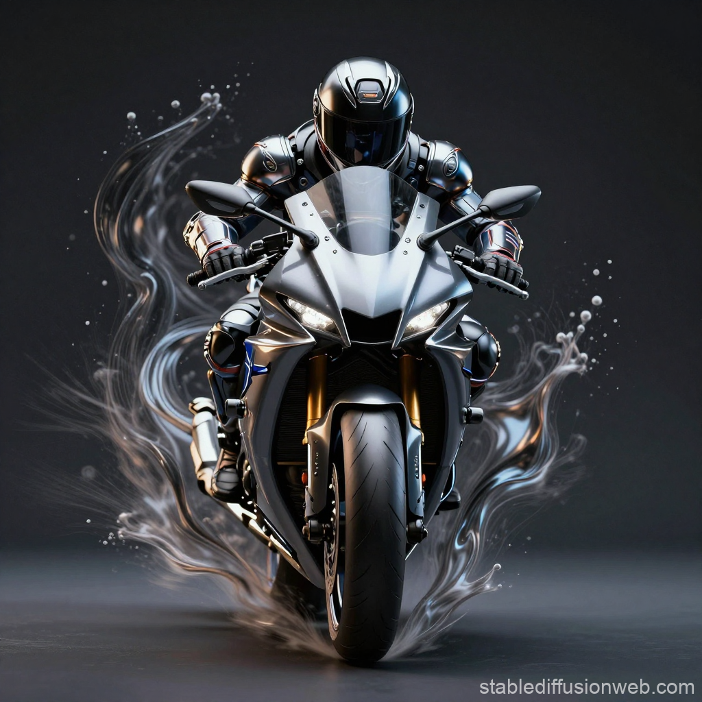 Dynamic Yamaha-Inspired Motorcycle Rider with Fluid Motion Effect