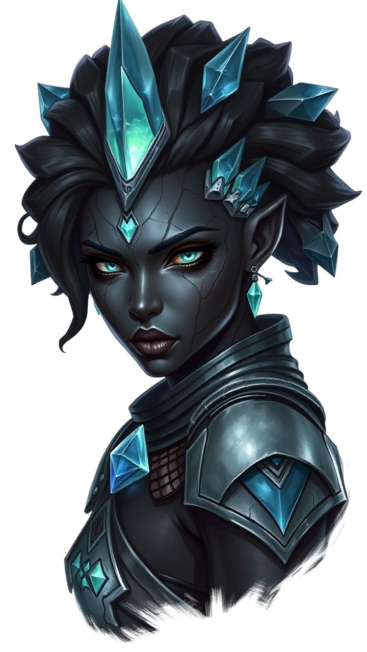 Earth Genasi Warrior with Crystal Adornments