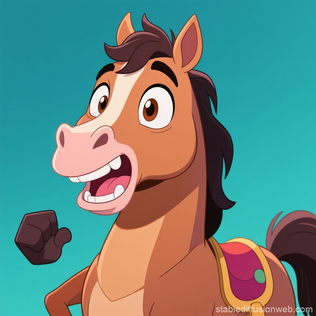 Eccentric Cartoon Horse with Expressive Face