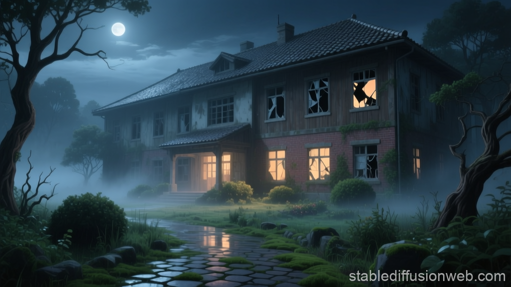 Eerie Abandoned Sanatorium at Night