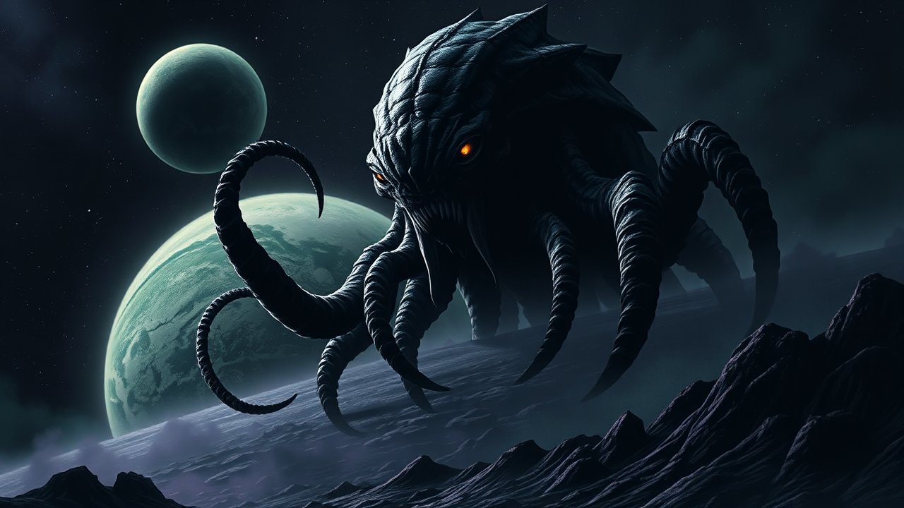 Eerie Cosmic Monster on Alien Planet