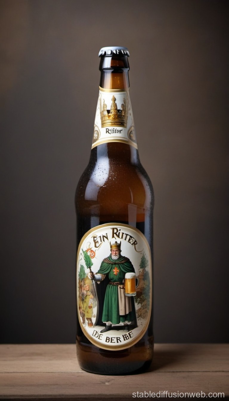 Ein Ritter De Berbe Beer Bottle with Medieval Knight Label