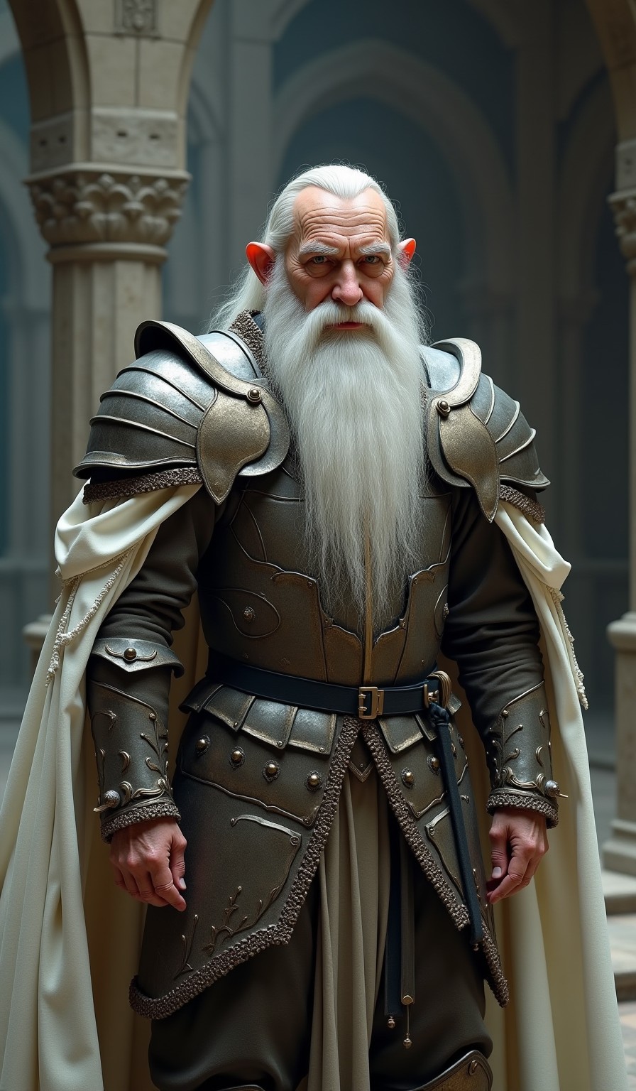 Elderly Elf Knight in Ornate Armor