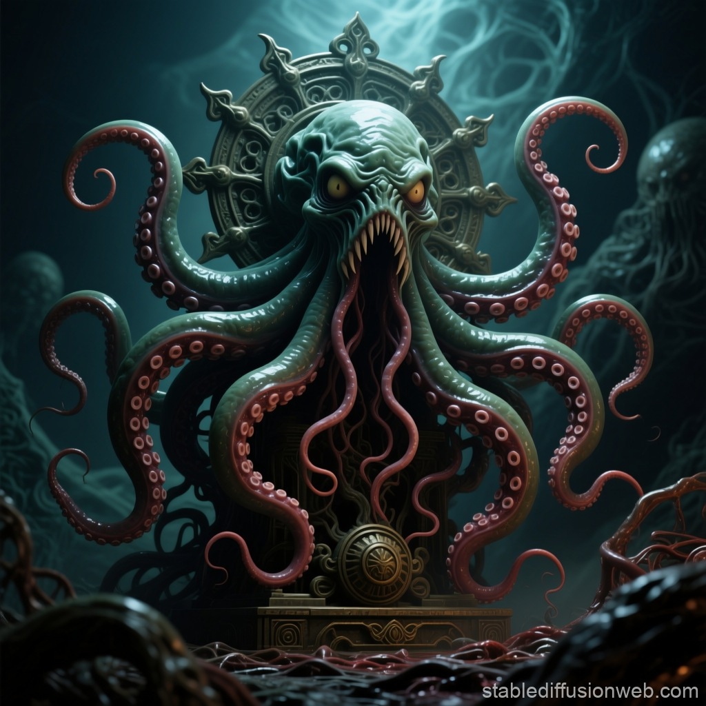 Eldritch Tentacle Idol with Glowing Eyes
