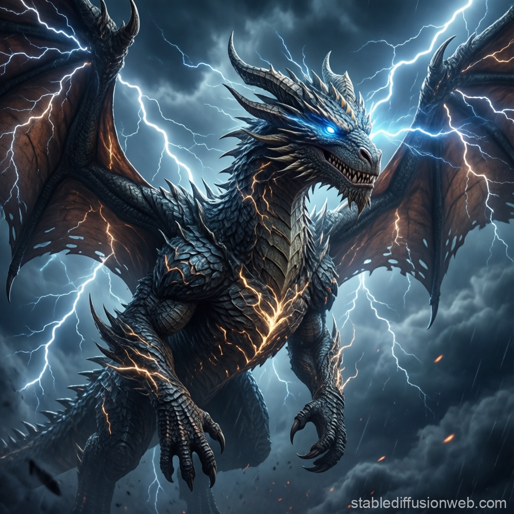 Electric Dragon Amidst Thunderstorm