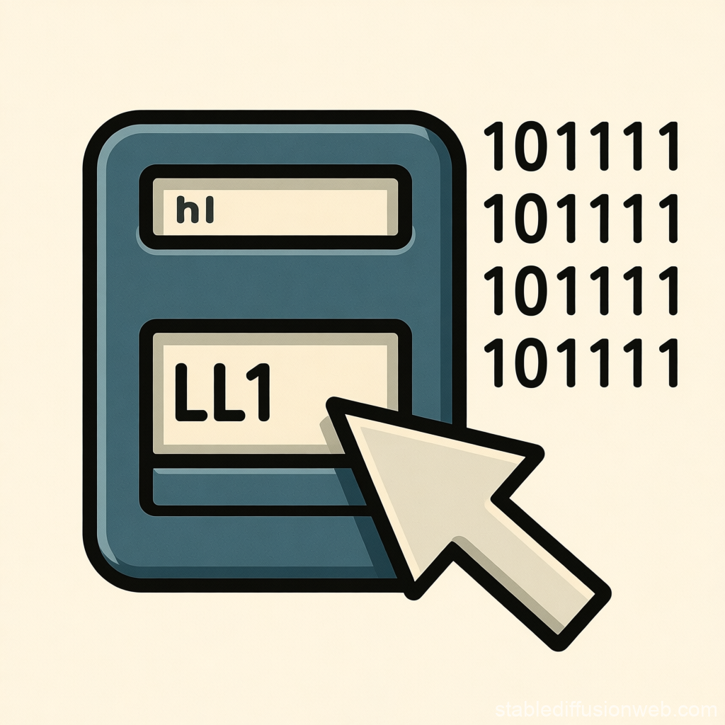 Electronic Key Input Icon with Cursor and Binary Code
