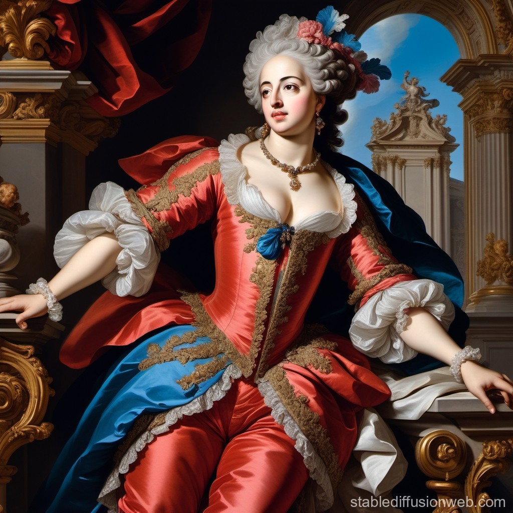Elegant 18th Century Aristocratic Woman in Ornate Dress
