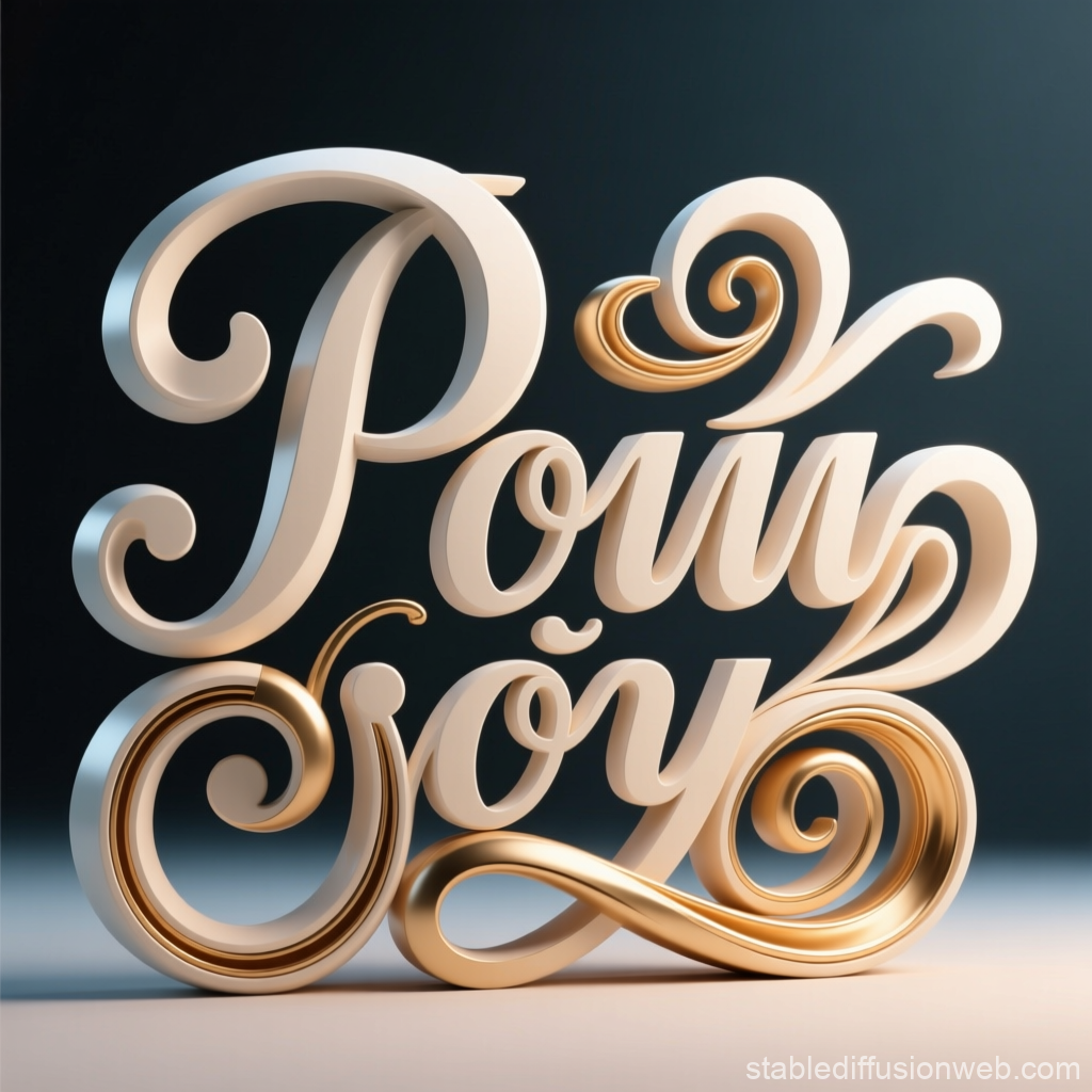 Elegant 3D Calligraphy with Gold Accents