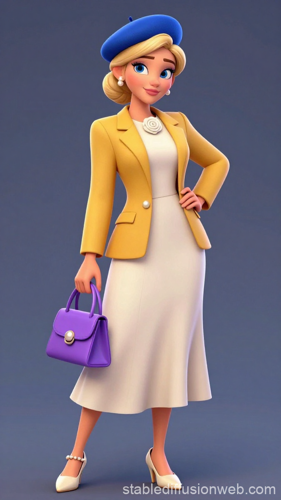 Elegant 3D-Rendered Female Character in Stylish Outfit