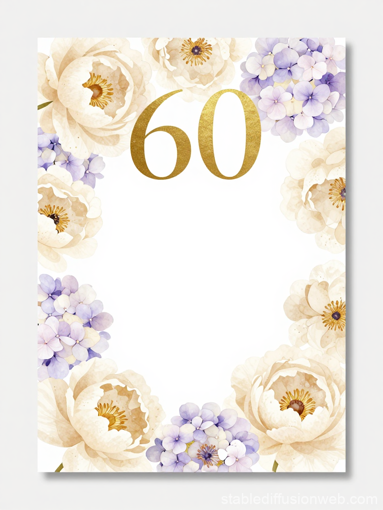 Elegant 60th Birthday Floral Greeting Card