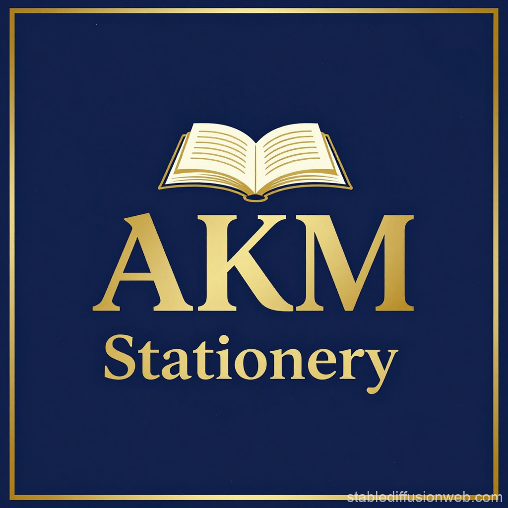 Elegant AKM Stationery Logo with Open Book