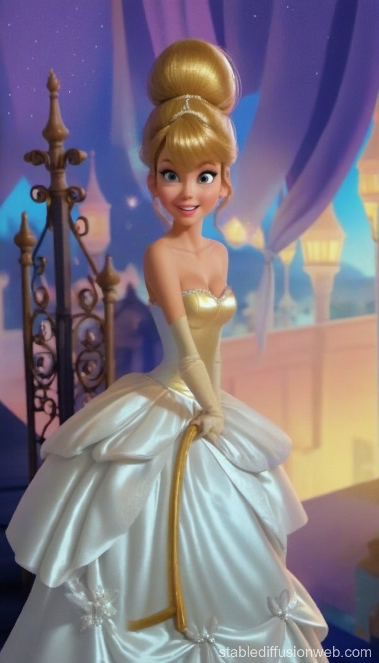 Elegant Animated Princess in a Shimmering Ball Gown