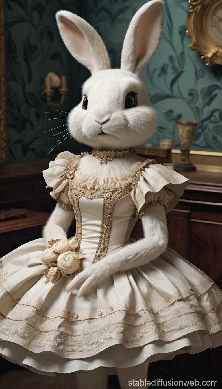 Elegant Anthropomorphic Rabbit in Victorian Dress