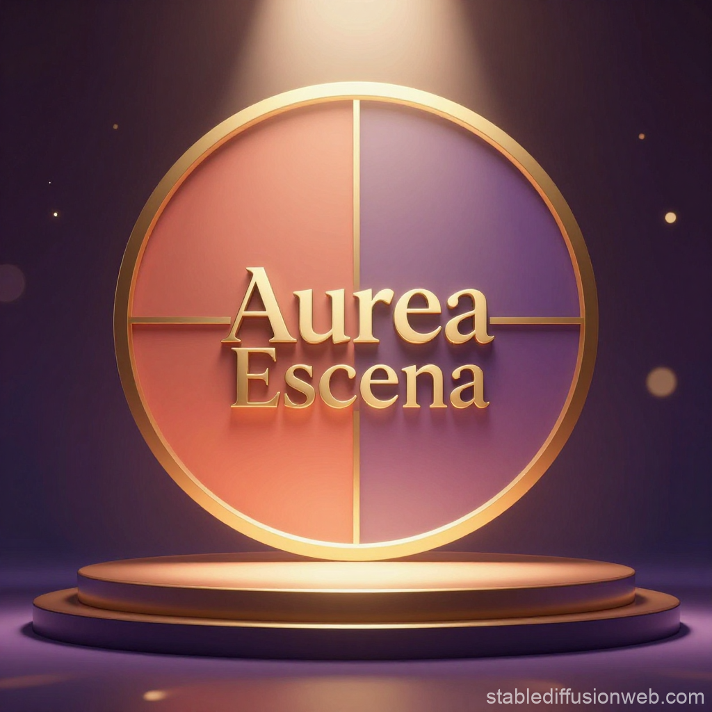 Elegant Aurea Escena Logo on Illuminated Pedestal