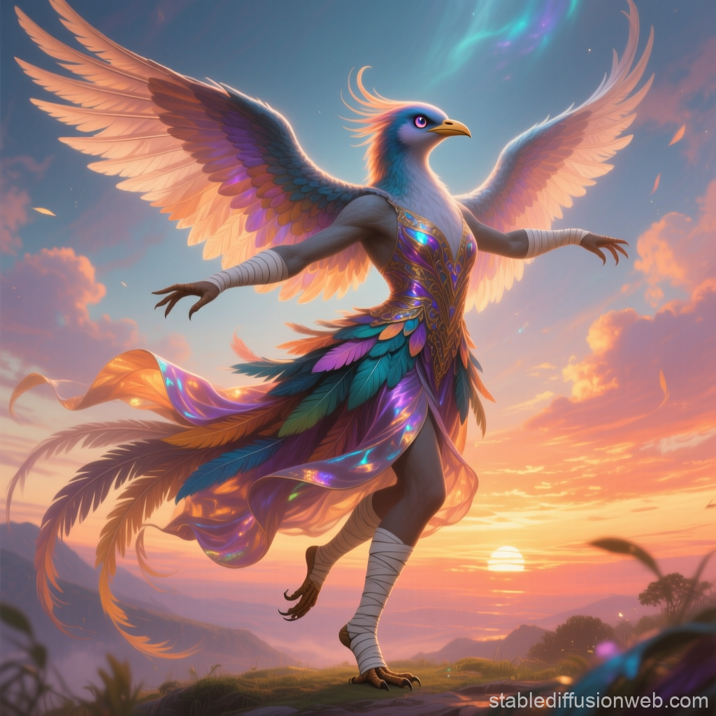 Elegant Bird of Paradise Dancer at Sunset