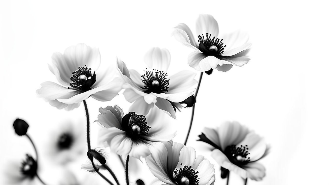 Elegant Black and White Floral Composition