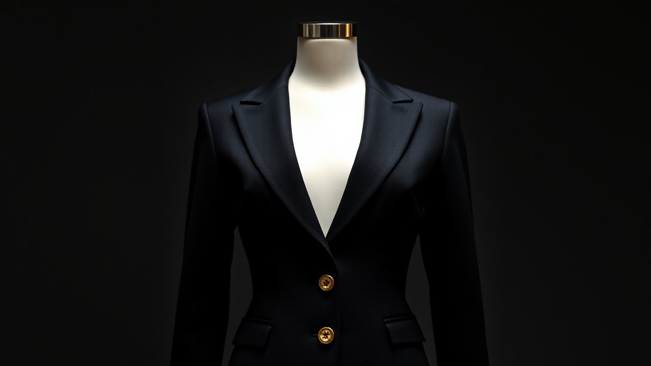 Elegant Black Blazer on Ghost Mannequin