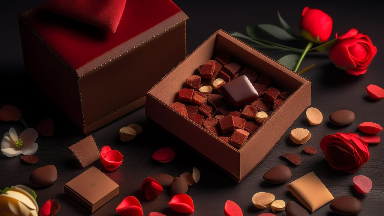Elegant Box of Chocolates with Rose Petals