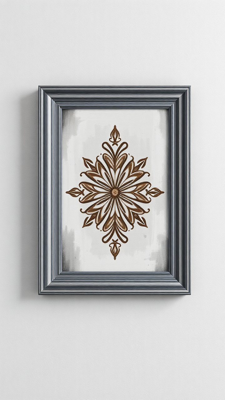Elegant Brown Floral Pattern in Classic Frame