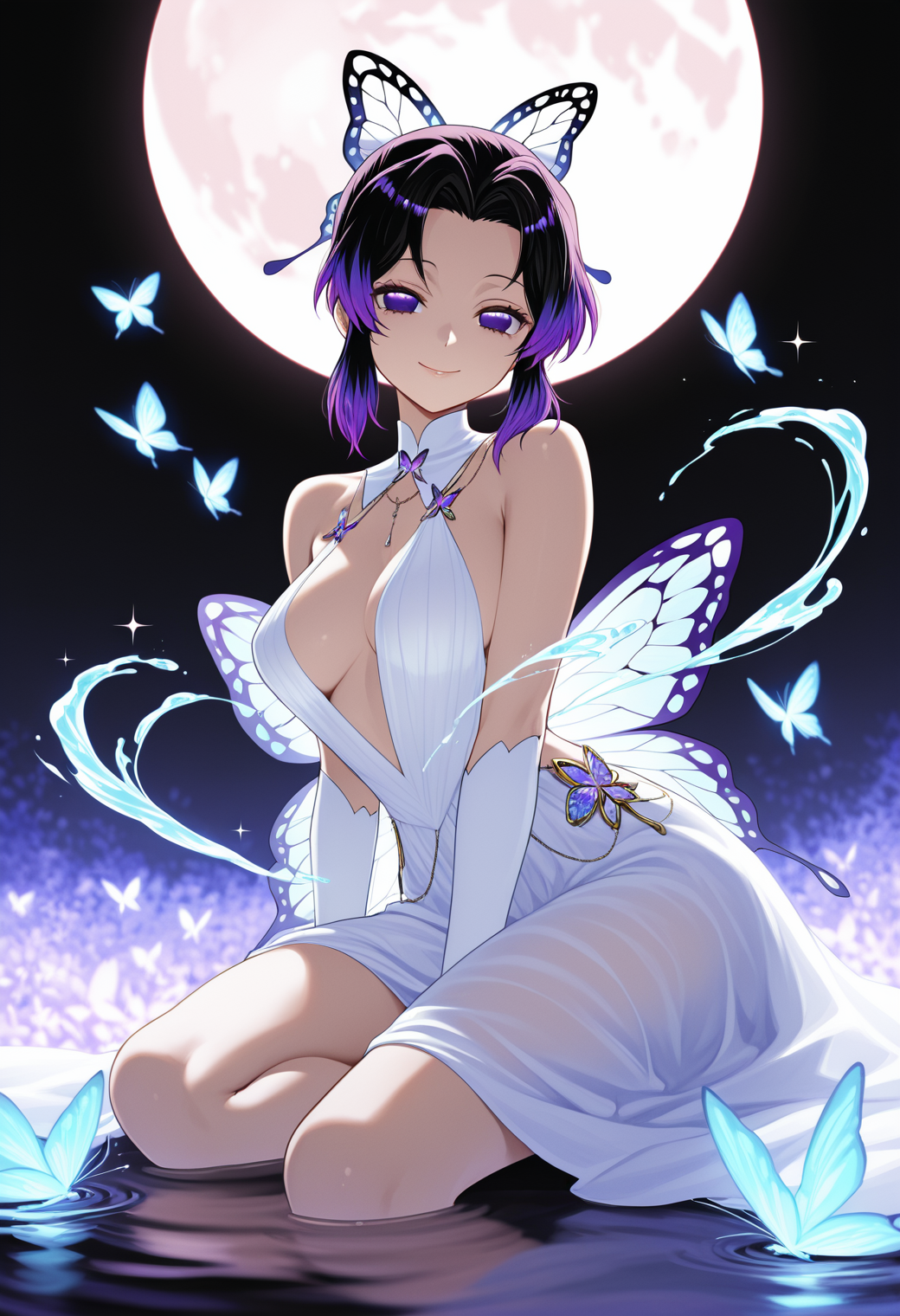Elegant Butterfly Spirit Under the Full Moon