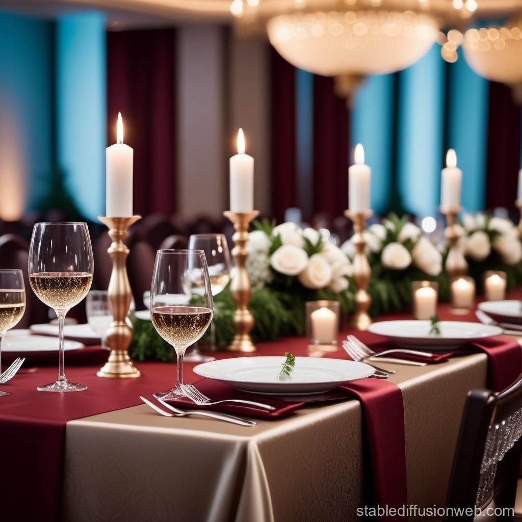 Elegant Candlelit Dinner Table with Floral Centerpiece