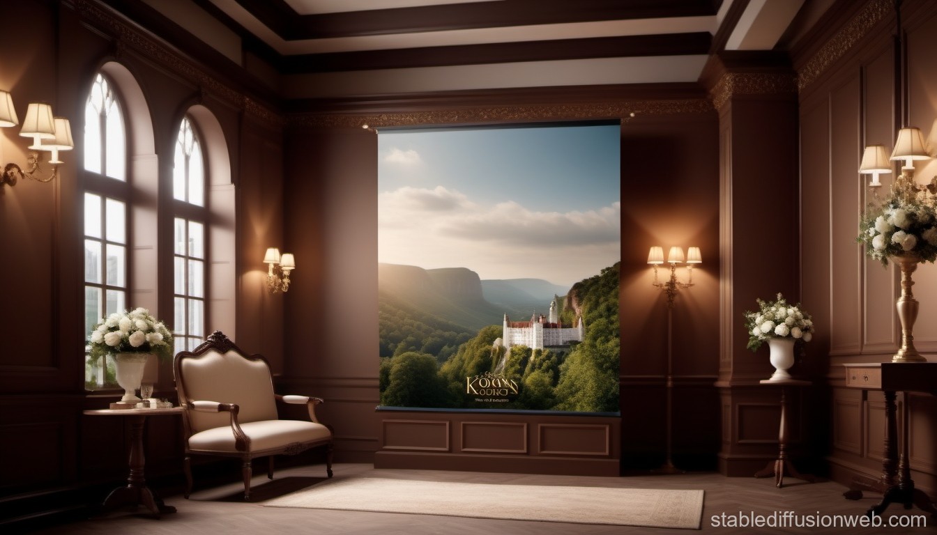 Elegant Classic Room with Scenic Castle Landscape Poster