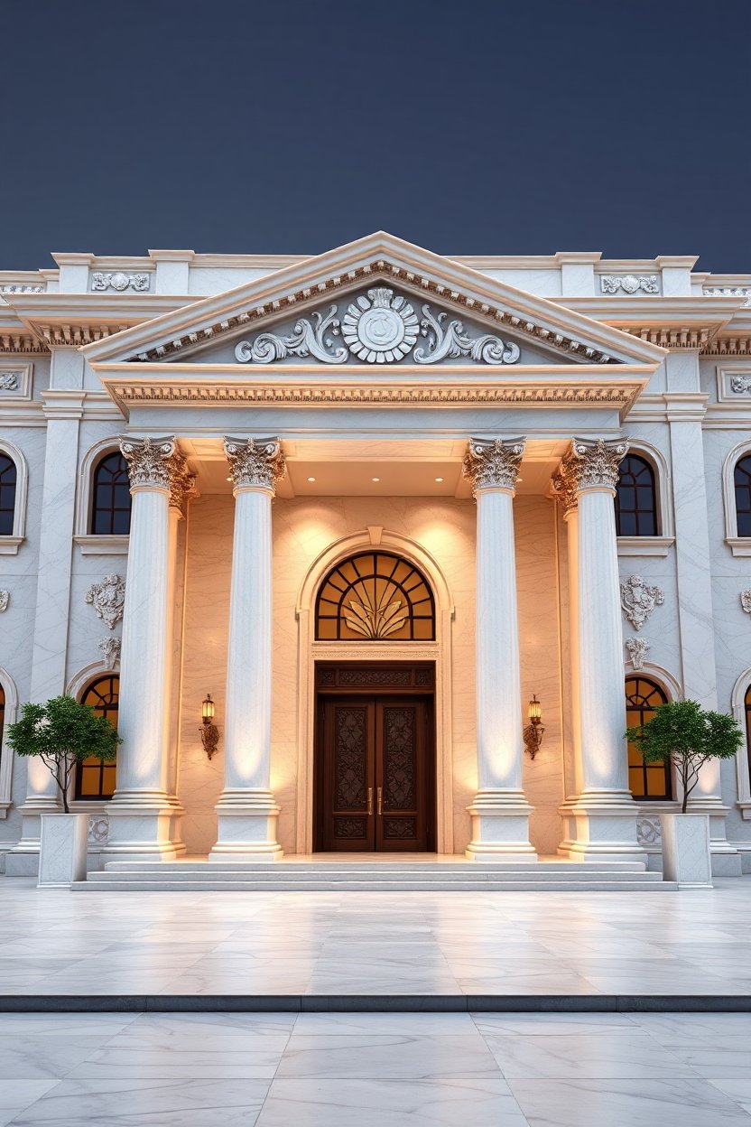 Elegant Classical Building Entrance with Corinthian Columns