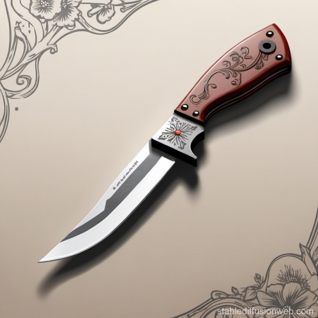 Elegant Decorative Hunting Knife with Floral Engravings