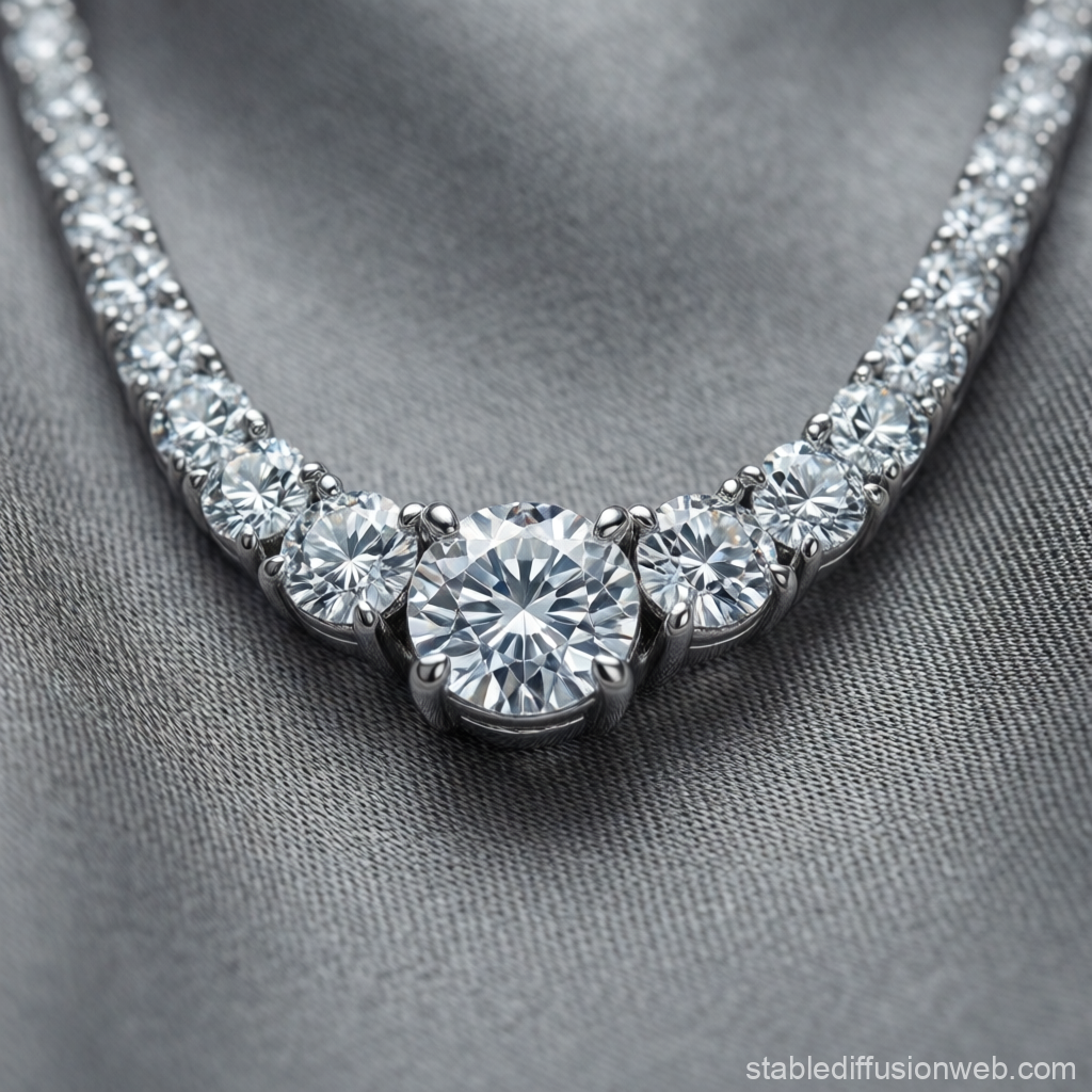 Elegant Diamond Necklace on Soft Gray Fabric