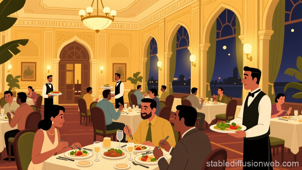 Elegant Dining Scene at Taj Mahal Palace Restaurant