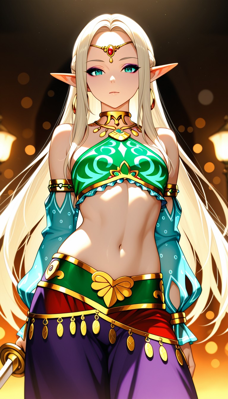 Elegant Elf Warrior in Fantasy Attire