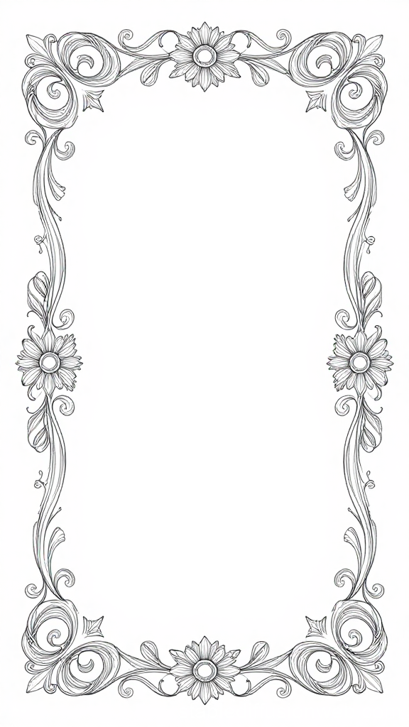 Elegant Floral Hand-Drawn Frame Border