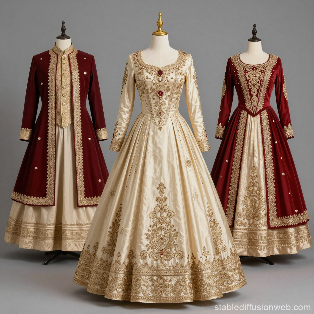 Elegant Futurist Bengal Prince Dresses with Intricate Gold Embroidery
