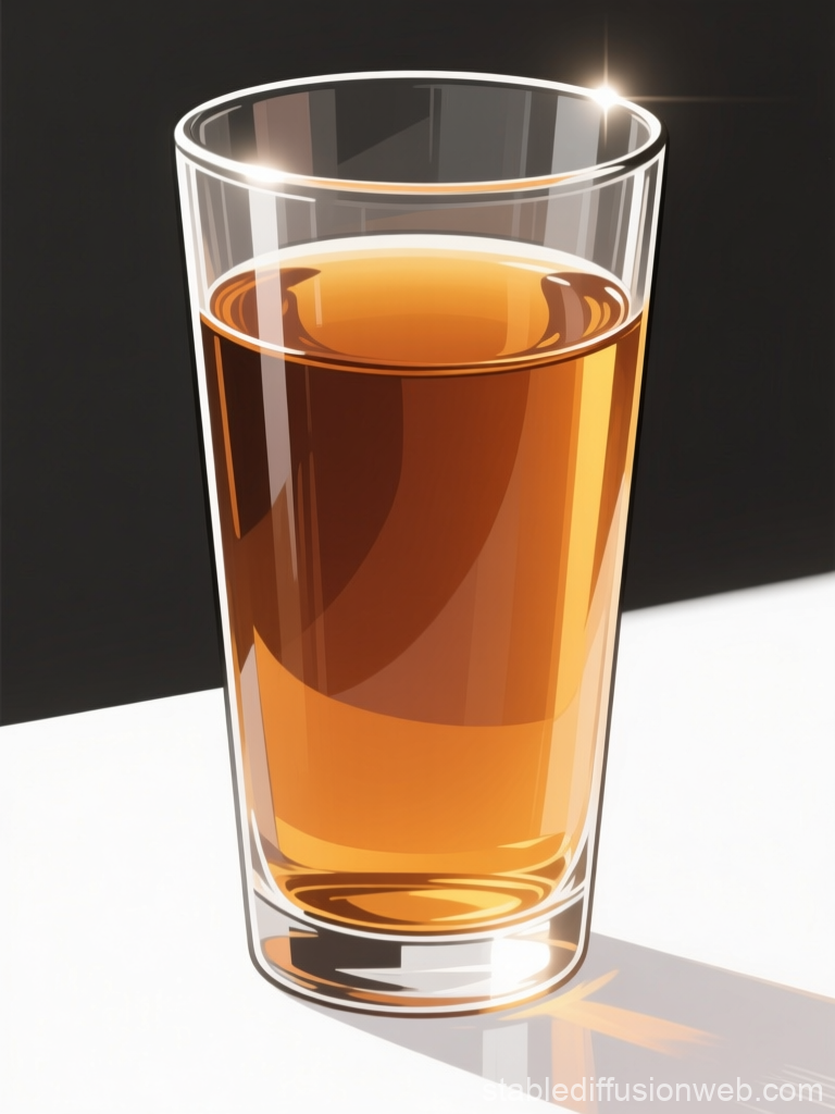 Elegant Glass of Amber Liquid with Light Reflection