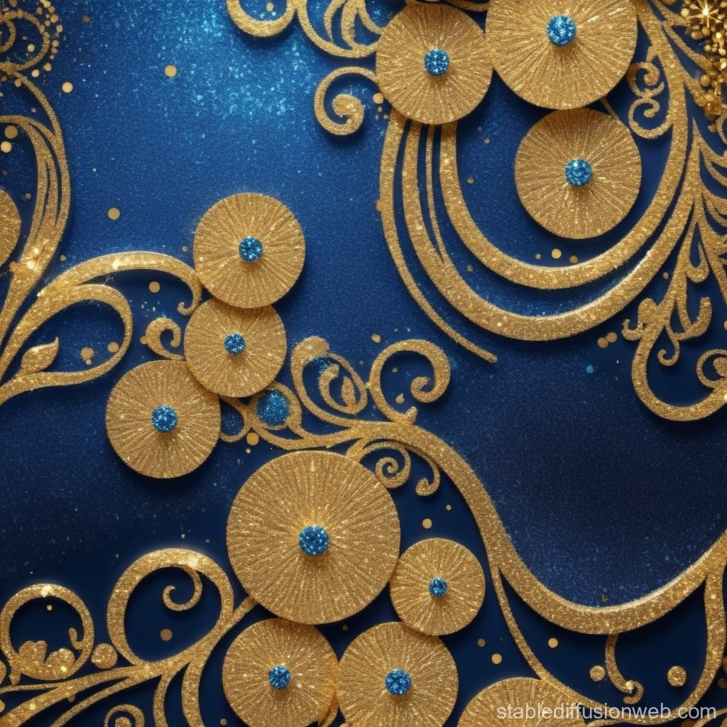Elegant Gold and Blue Ornamental Pattern