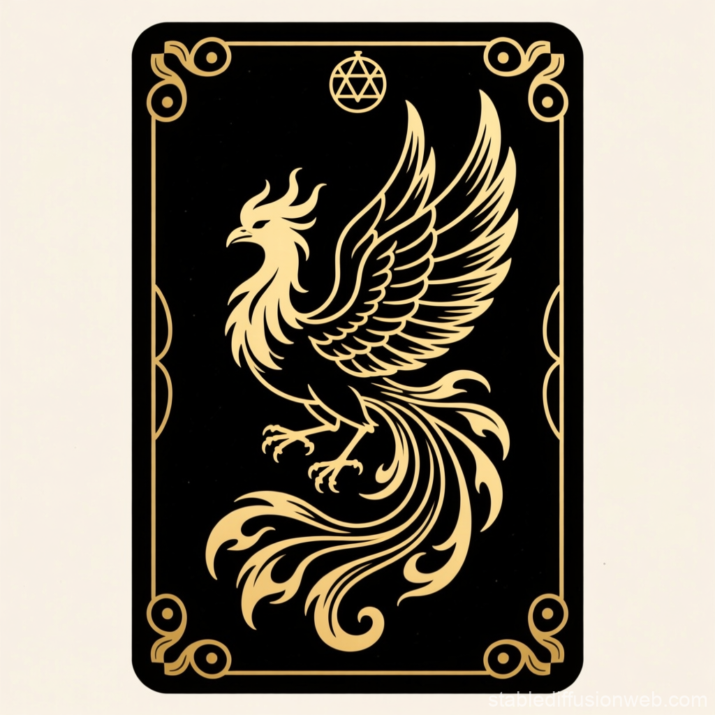 Elegant Gold Phoenix Tarot Card Design
