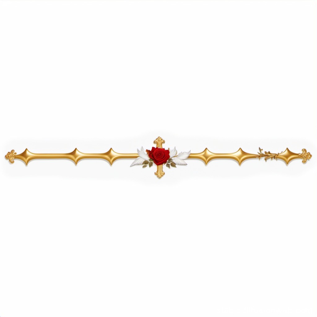 Elegant Golden Divider with Red Rose and White Feathers