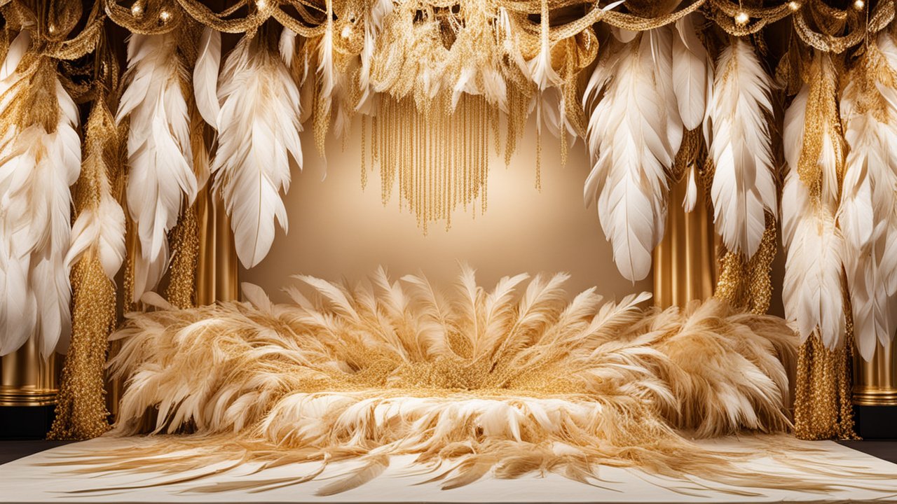 Elegant Golden Feather Event Backdrop
