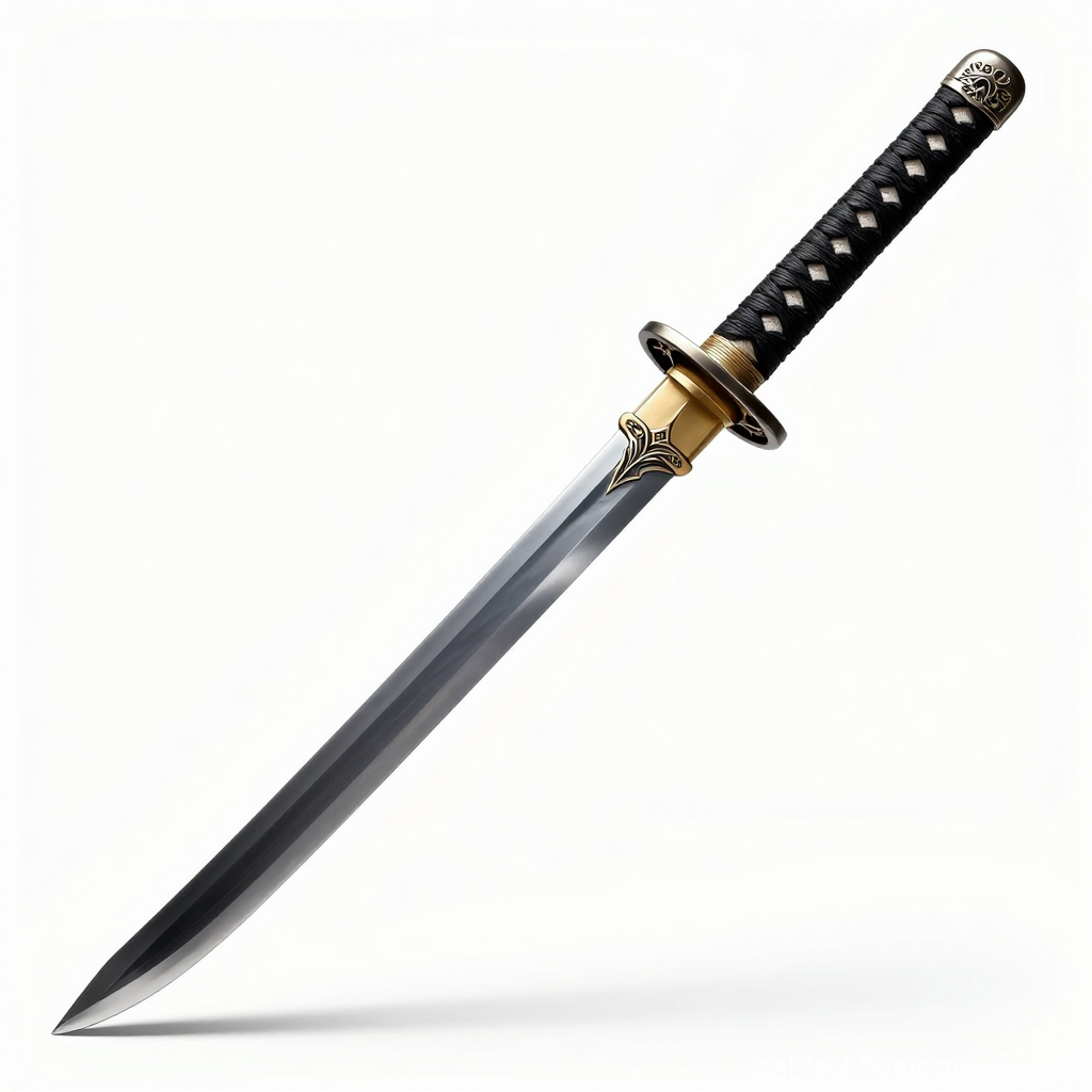 Elegant Gothic Japanese Katana with Gold Accents