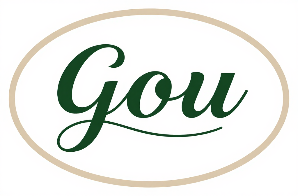 Elegant Green Cursive Text Gou in Oval Frame
