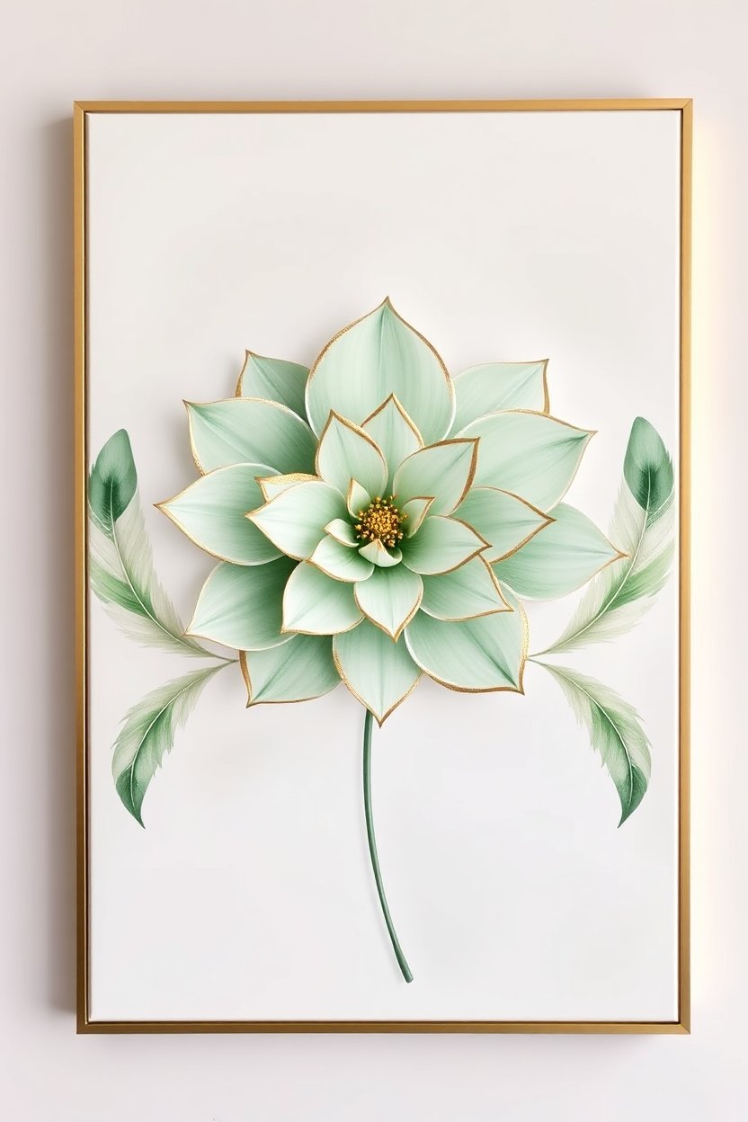 Elegant Green Lotus Flower with Gold Accents