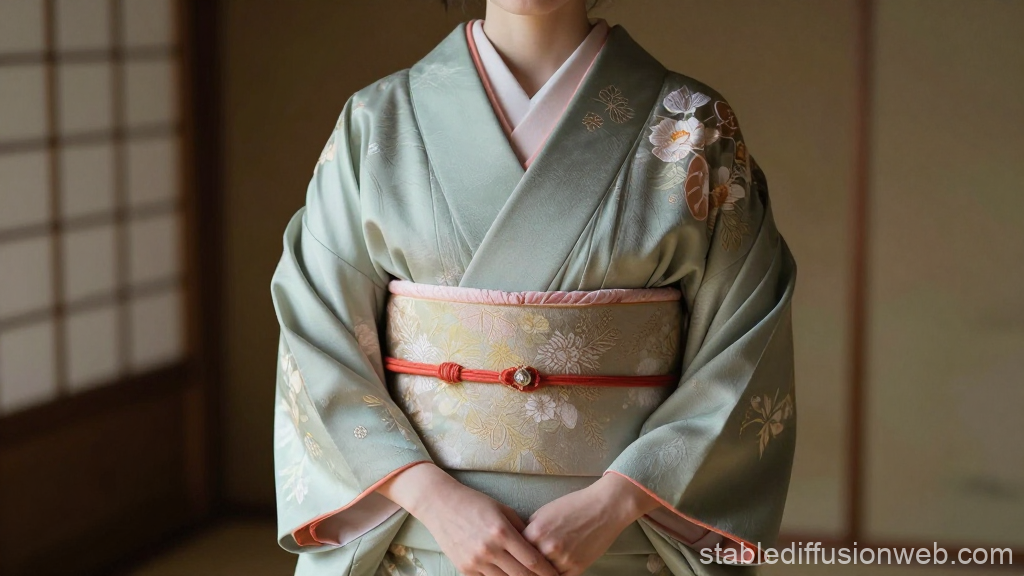 Elegant Japanese Woman in Traditional Kimono