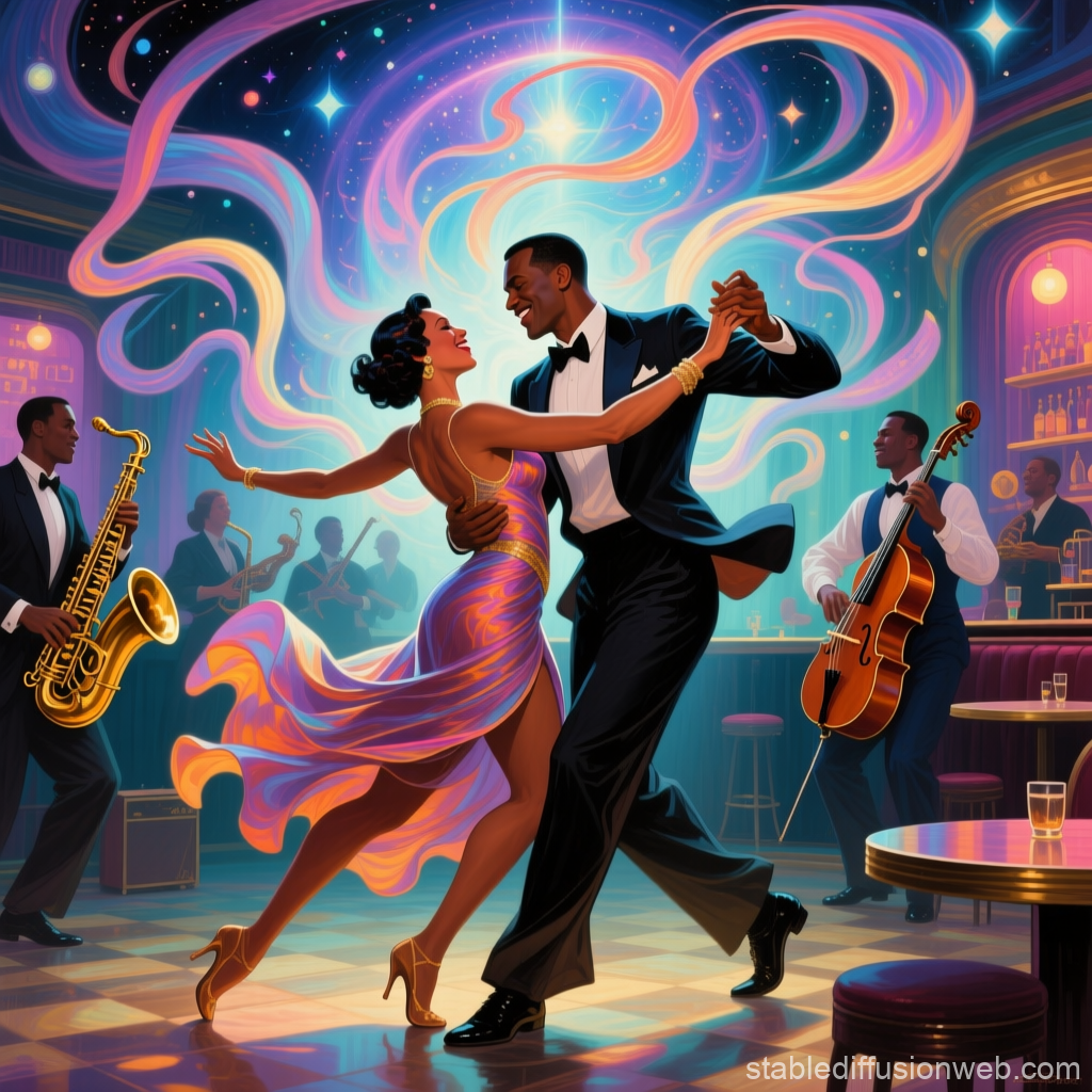 Elegant Jazz Club Dance with Cosmic Vibes