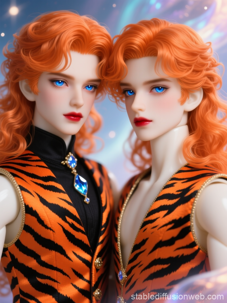 Elegant Male Dolls with Striking Blue Eyes and Orange Hair