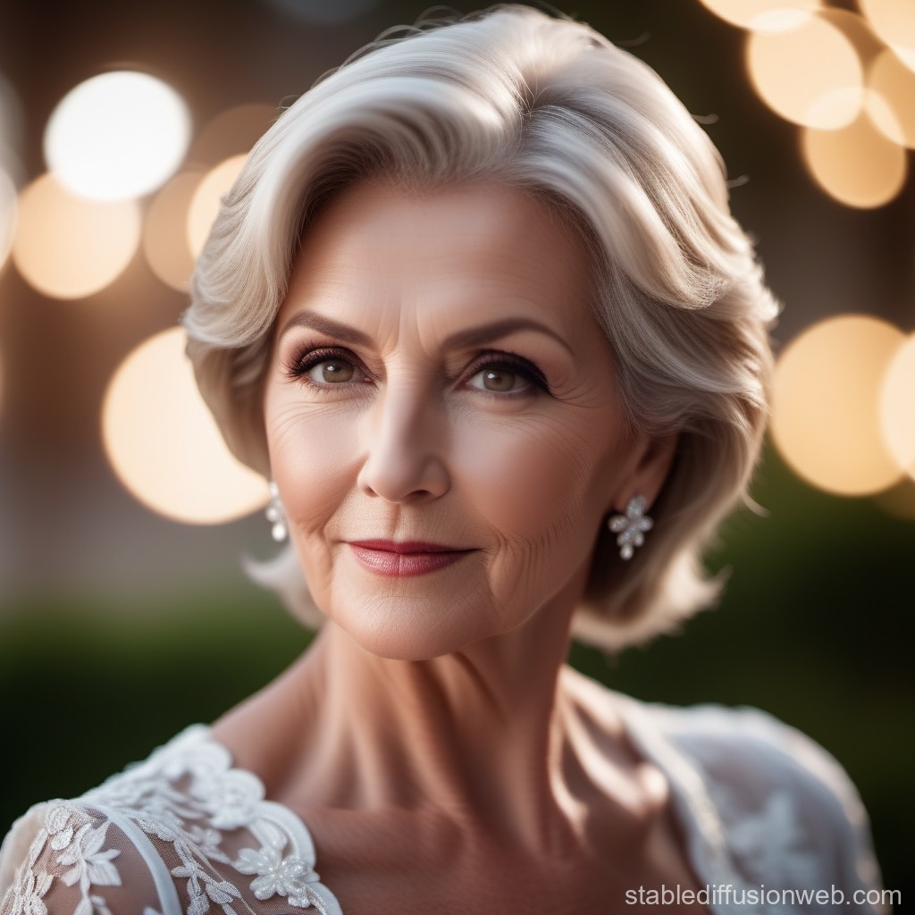 Elegant Mature Woman with Silver Hair in Soft Light