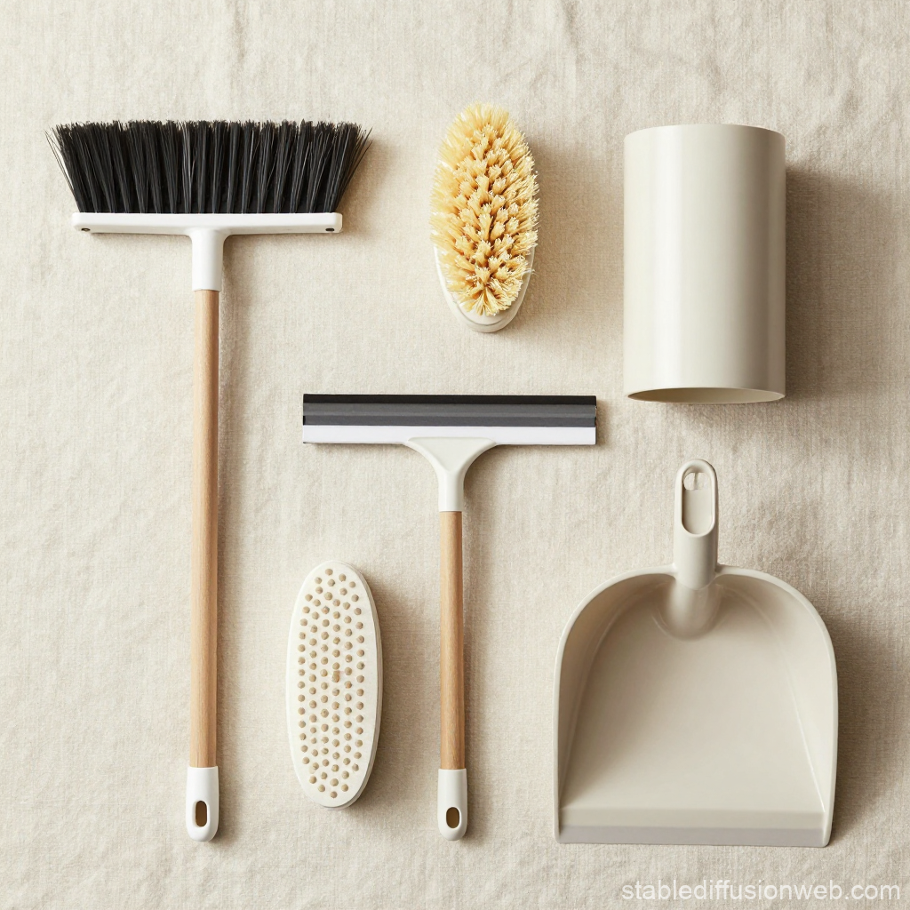 Elegant Minimalist Cleaning Set on Neutral Fabric