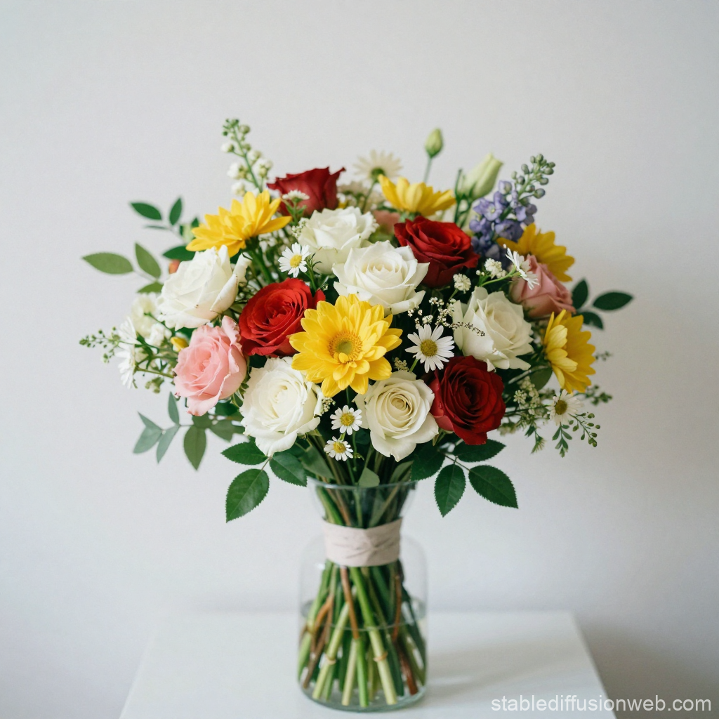 Elegant Mixed Floral Bouquet in Glass Vase