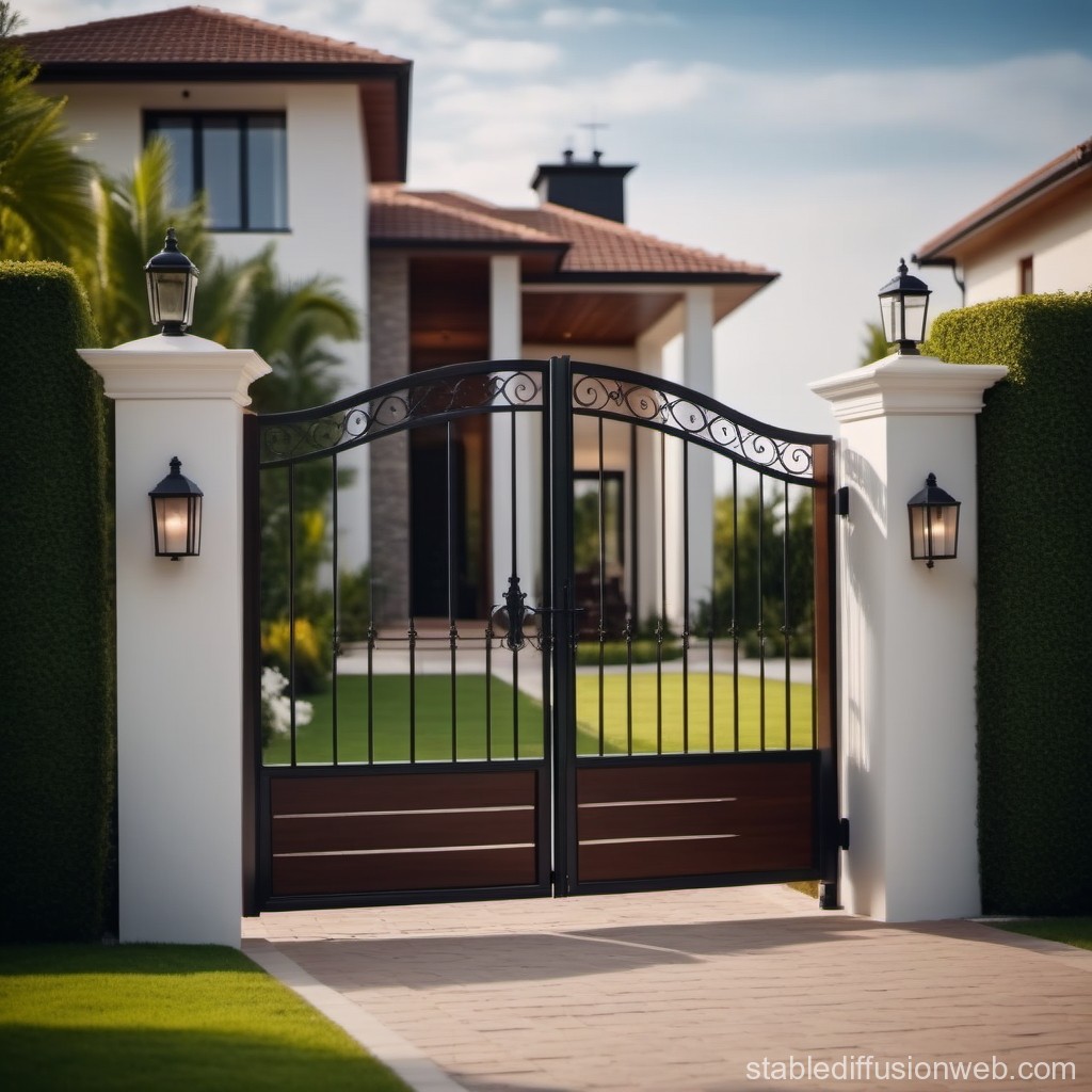 Elegant Modern House with Iron Gate Entrance