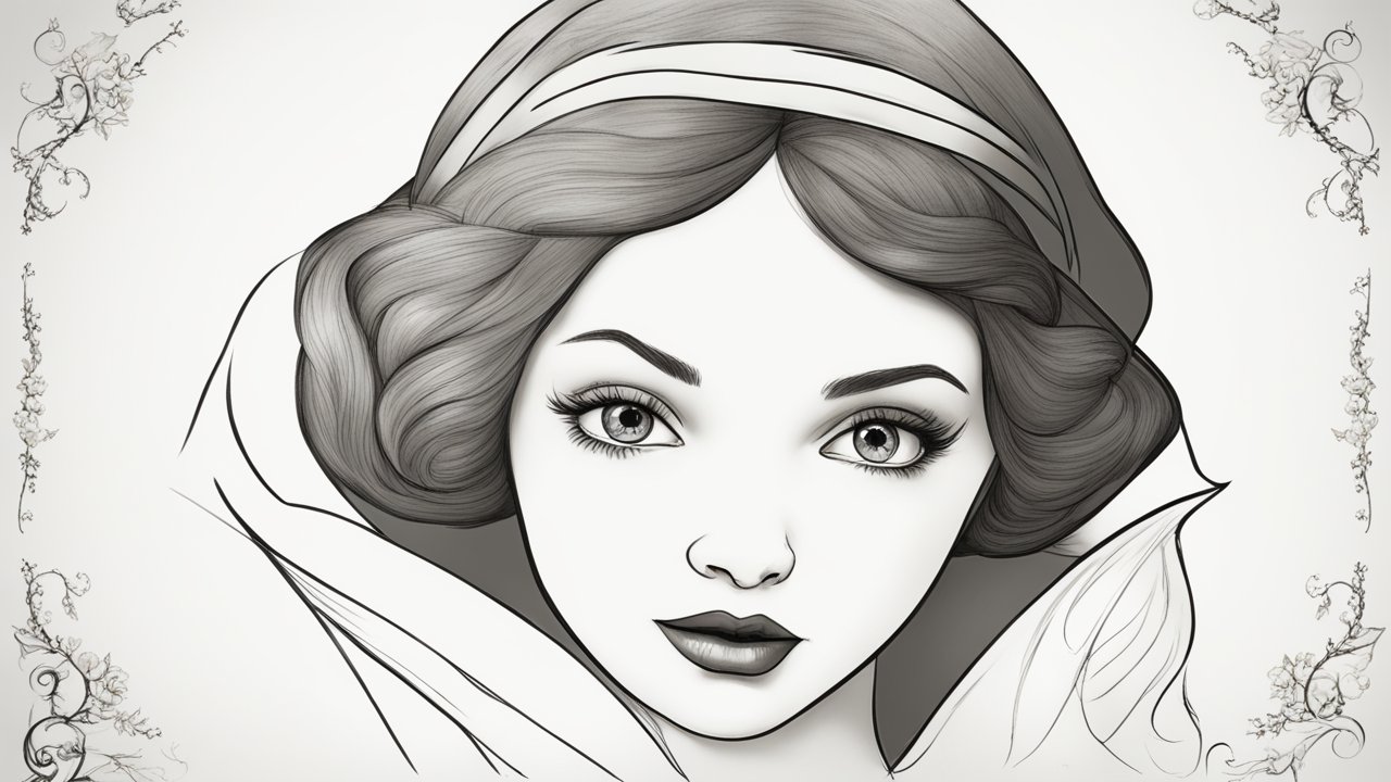 Elegant Monochrome Portrait of a Classic Fairy Tale Princess